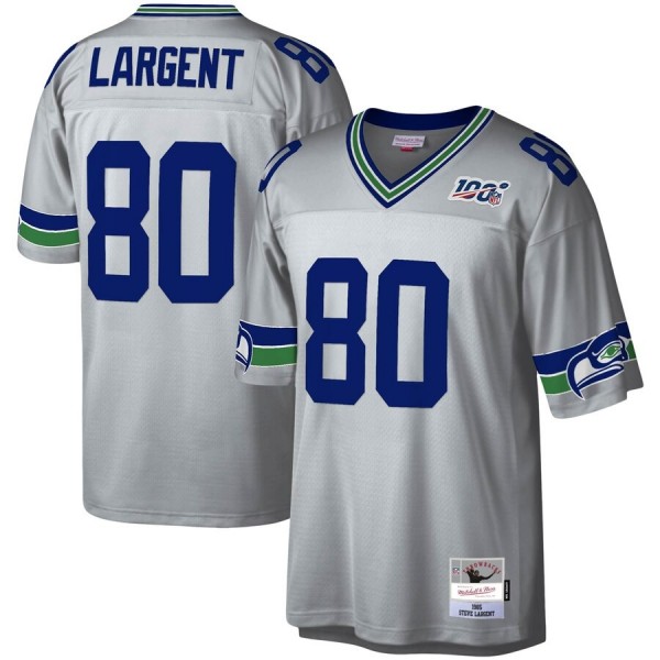 Seattle Seahawks #80 Steve Largent Mitchell & Ness NFL 100 Retired Player Platinum Jersey