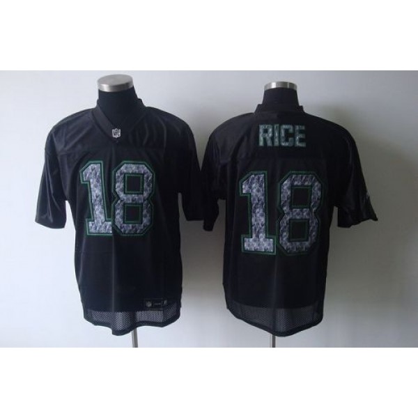 Sideline Black United Seahawks #18 Sidney Rice Black Stitched NFL Jersey