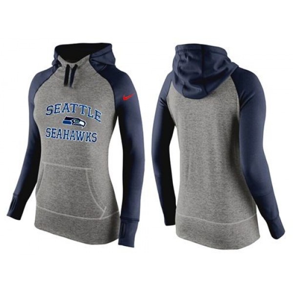 Women's Seattle Seahawks Hoodie Grey Dark Blue-2 Jersey