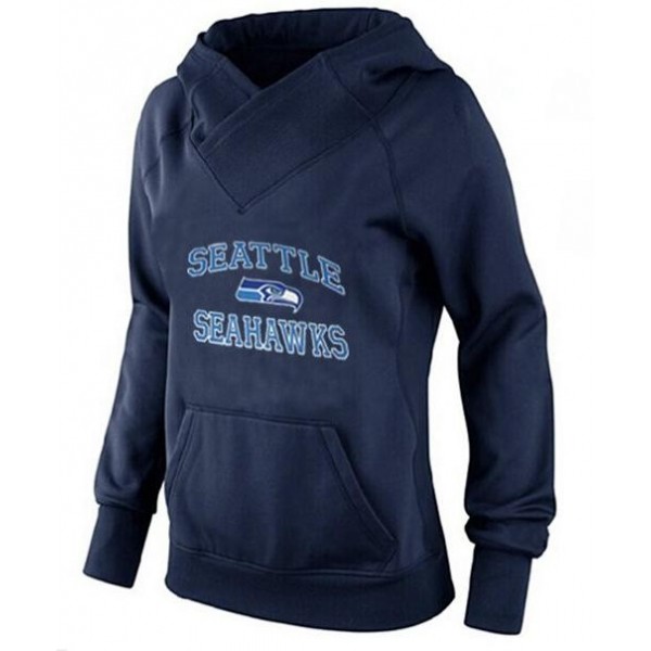 Women's Seattle Seahawks Heart Soul Pullover Hoodie Navy Blue Jersey