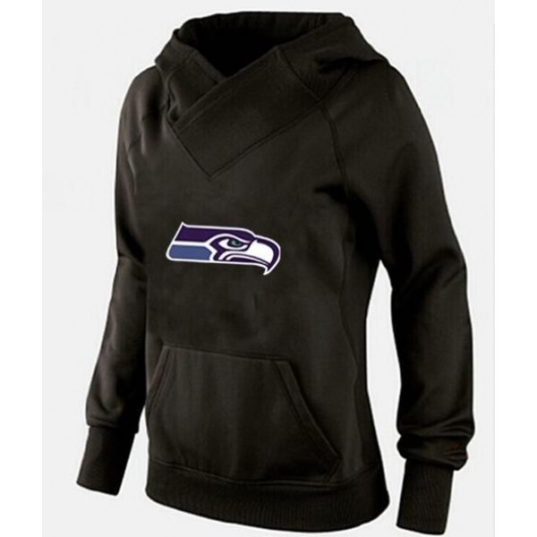 Women's Seattle Seahawks Logo Pullover Hoodie Black Jersey
