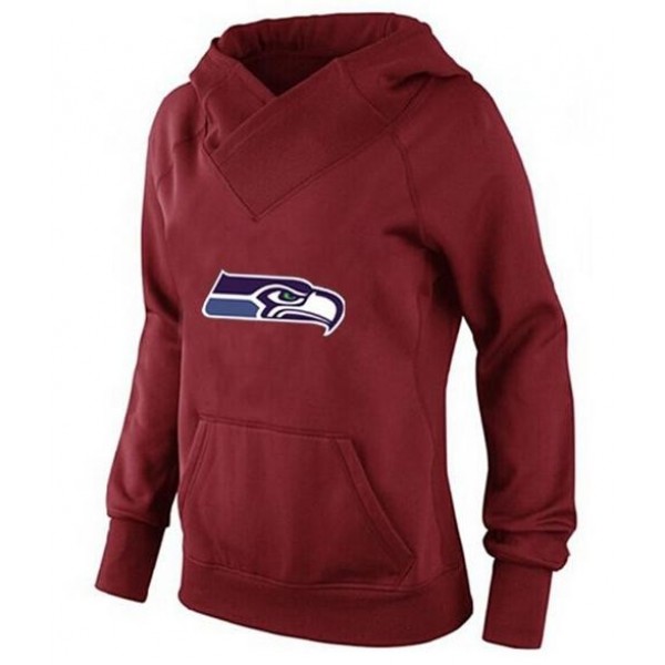 Women's Seattle Seahawks Logo Pullover Hoodie Red Jersey