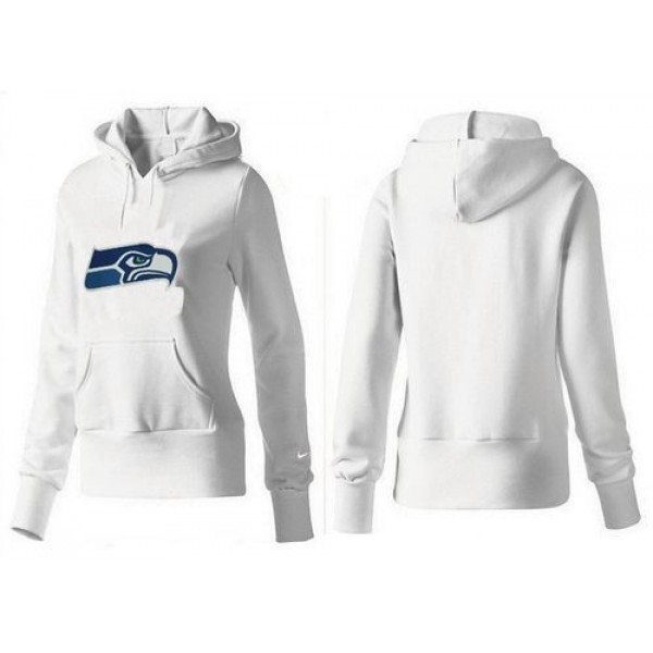 Women's Seattle Seahawks Logo Pullover Hoodie White Jersey