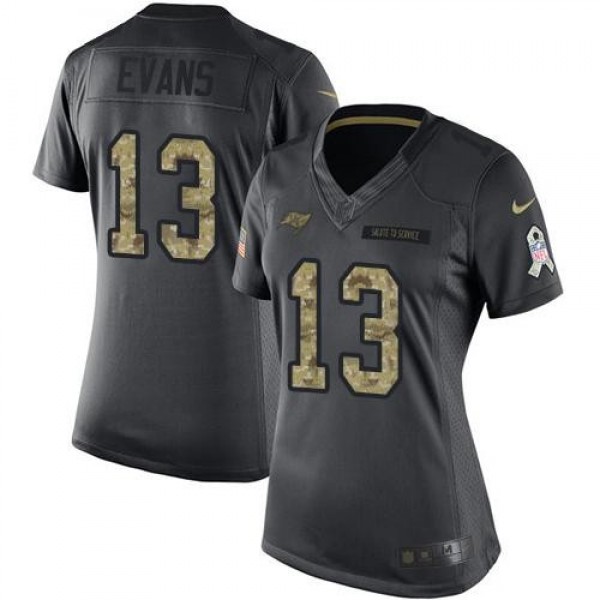 Women's Buccaneers #13 Mike Evans Black Stitched NFL Limited 2016 Salute to Service Jersey