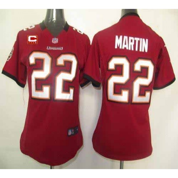 Women's Buccaneers #22 Doug Martin Red Team Color With C Patch Stitched NFL Elite Jersey