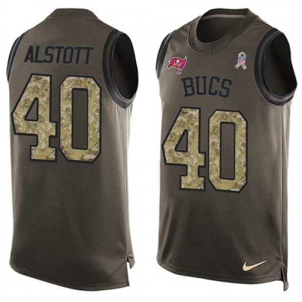 Nike Buccaneers #40 Mike Alstott Green Men's Stitched NFL Limited Salute To Service Tank Top Jersey