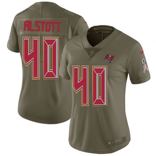 Women's Buccaneers #40 Mike Alstott Olive Stitched NFL Limited 2017 Salute to Service Jersey