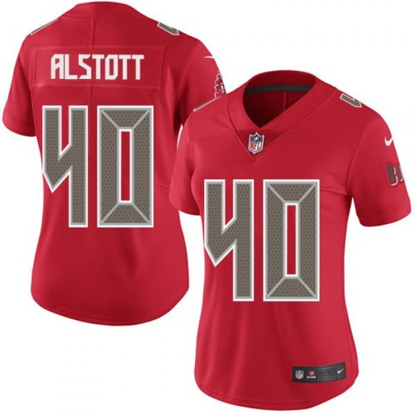 Women's Buccaneers #40 Mike Alstott Red Stitched NFL Limited Rush Jersey