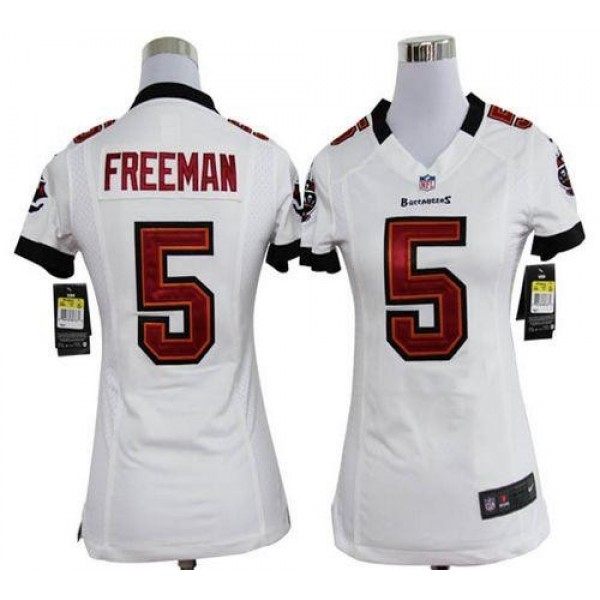 Women's Buccaneers #5 Josh Freeman White Stitched NFL Elite Jersey
