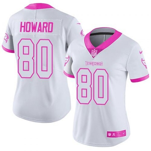 Women's Buccaneers #80 OJ Howard White Pink Stitched NFL Limited Rush Jersey