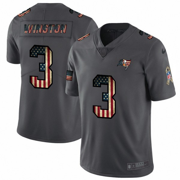 Tampa Bay Buccaneers #3 Jameis Winston Nike 2018 Salute to Service Retro USA Flag Limited NFL Jersey