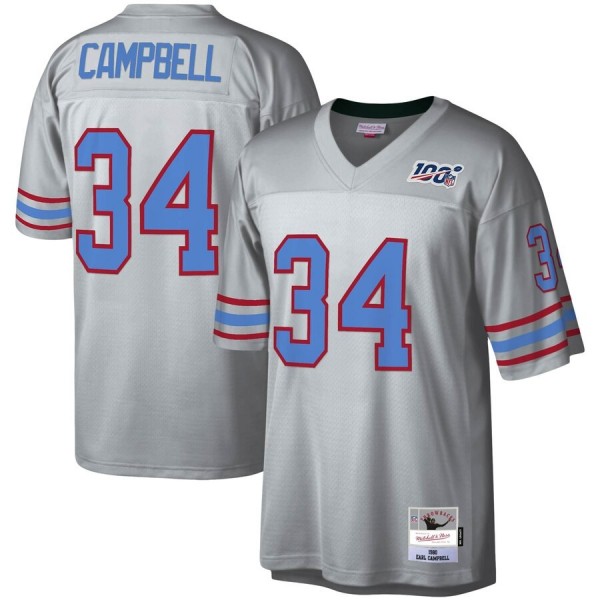 Houston Oilers #34 Earl Campbell Mitchell & Ness NFL 100 Retired Player Platinum Jersey