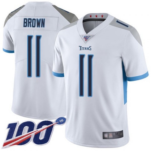 Nike Titans #11 A.J. Brown White Men's Stitched NFL 100th Season Vapor Limited Jersey