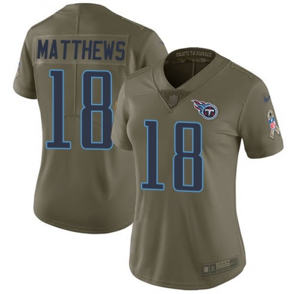 Women's Titans #18 Rishard Matthews Olive Stitched NFL Limited 2017 Salute to Service Jersey