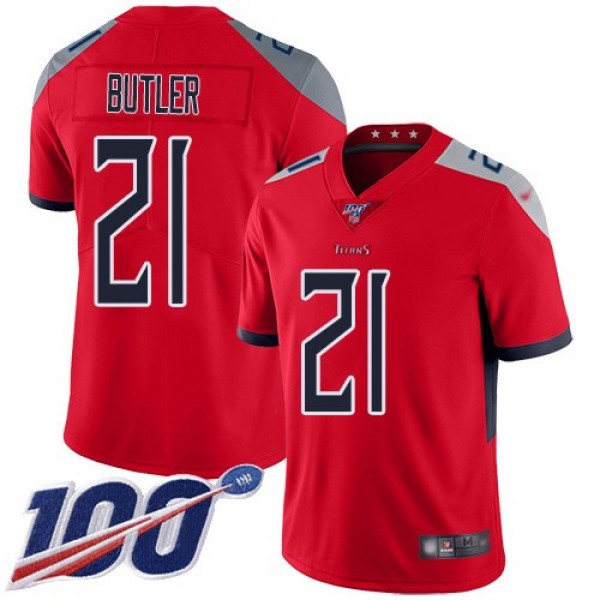 Nike Titans #21 Malcolm Butler Red Men's Stitched NFL Limited Inverted Legend 100th Season Jersey