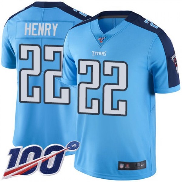 Nike Titans #22 Derrick Henry Light Blue Men's Stitched NFL Limited Rush 100th Season Jersey