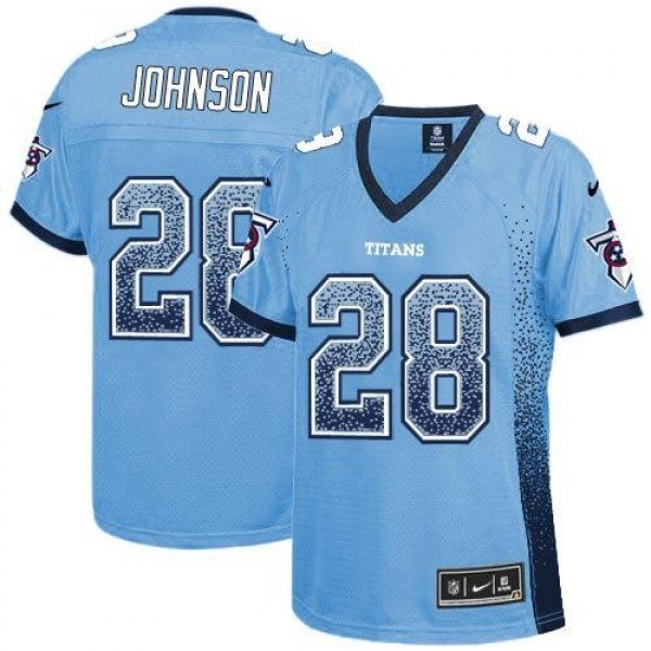 Women's Titans #28 Chris Johnson Light Blue Team Color Stitched NFL Elite Drift Jersey