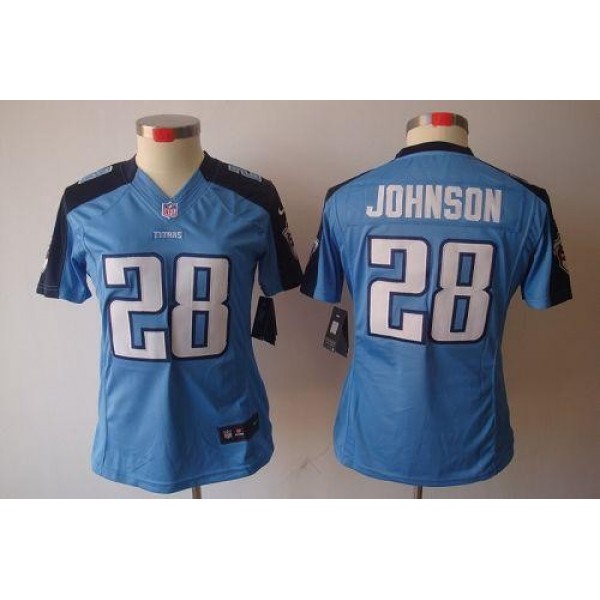 Women's Titans #28 Chris Johnson Light Blue Team Color Stitched NFL Limited Jersey