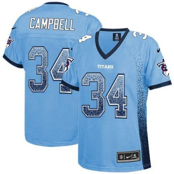 Women's Titans #34 Earl Campbell Light Blue Team Color Stitched NFL Elite Drift Jersey