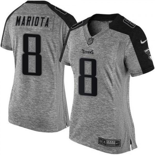 Women's Titans #8 Marcus Mariota Gray Stitched NFL Limited Gridiron Gray Jersey