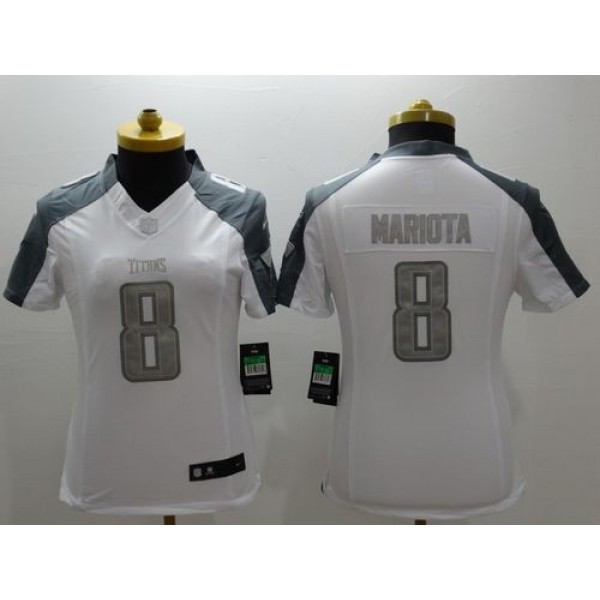 Women's Titans #8 Marcus Mariota White Stitched NFL Limited Platinum Jersey