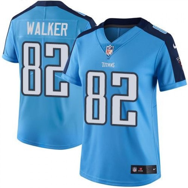 Women's Titans #82 Delanie Walker Light Blue Stitched NFL Limited Rush Jersey