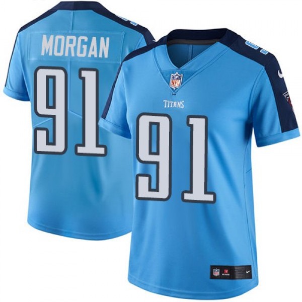 Women's Titans #91 Derrick Morgan Light Blue Stitched NFL Limited Rush Jersey