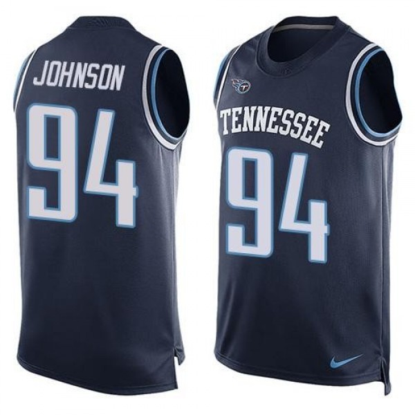 Nike Titans #94 Austin Johnson Navy Blue Team Color Men's Stitched NFL Limited Tank Top Jersey