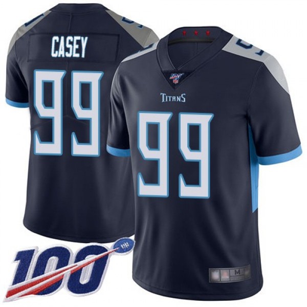 Nike Titans #99 Jurrell Casey Navy Blue Team Color Men's Stitched NFL 100th Season Vapor Limited Jersey