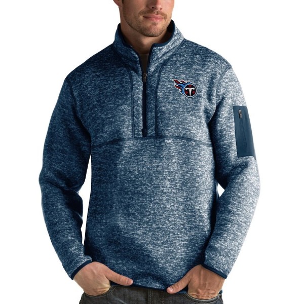 Tennessee Titans Antigua Fortune Quarter-Zip Pullover Jacket Heather Navy