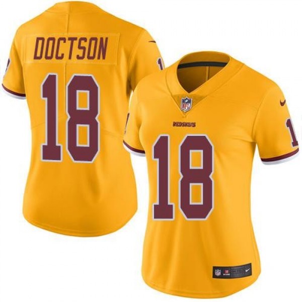 Women's Redskins #18 Josh Doctson Gold Stitched NFL Limited Rush Jersey