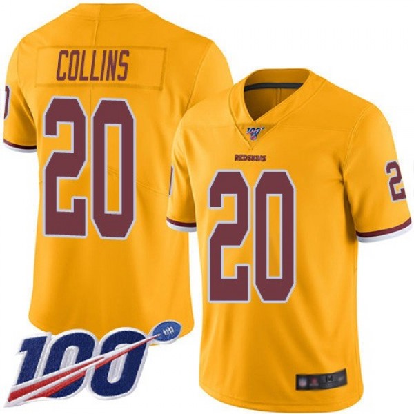 Nike Redskins #20 Landon Collins Gold Men's Stitched NFL Limited Rush 100th Season Jersey