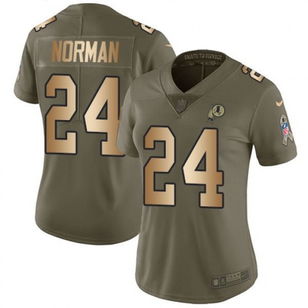Women's Redskins #24 Josh Norman Olive Gold Stitched NFL Limited 2017 Salute to Service Jersey