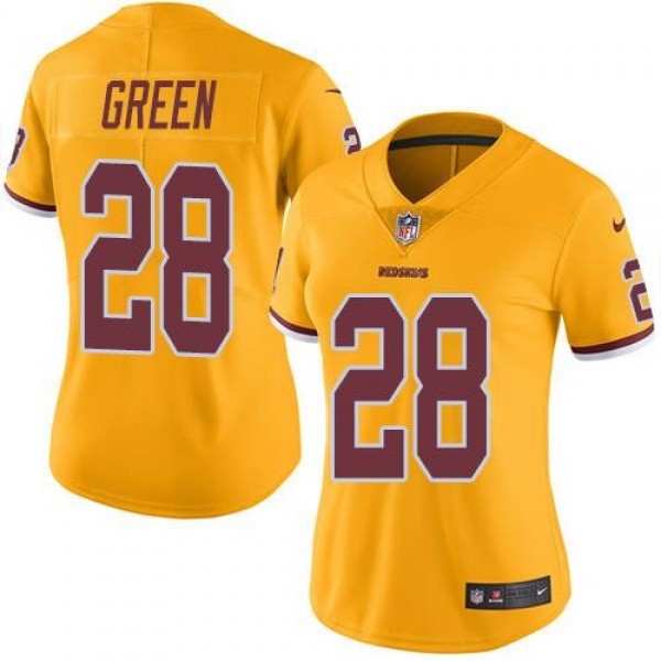 Women's Redskins #28 Darrell Green Gold Stitched NFL Limited Rush Jersey