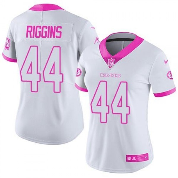 Women's Redskins #44 John Riggins White Pink Stitched NFL Limited Rush Jersey