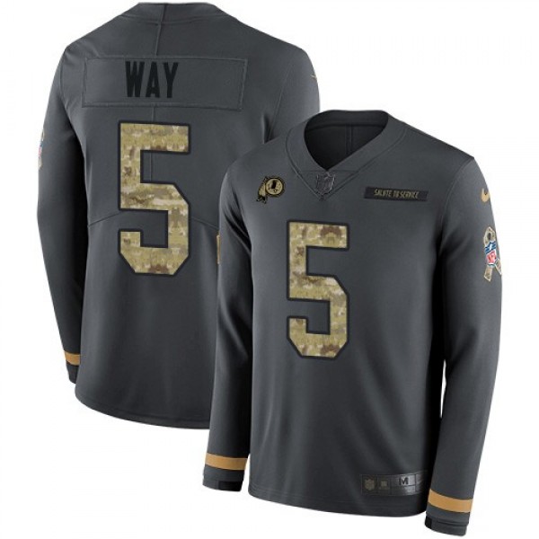 Nike Redskins #5 Tress Way Anthracite Salute to Service Men's Stitched NFL Limited Therma Long Sleeve Jersey