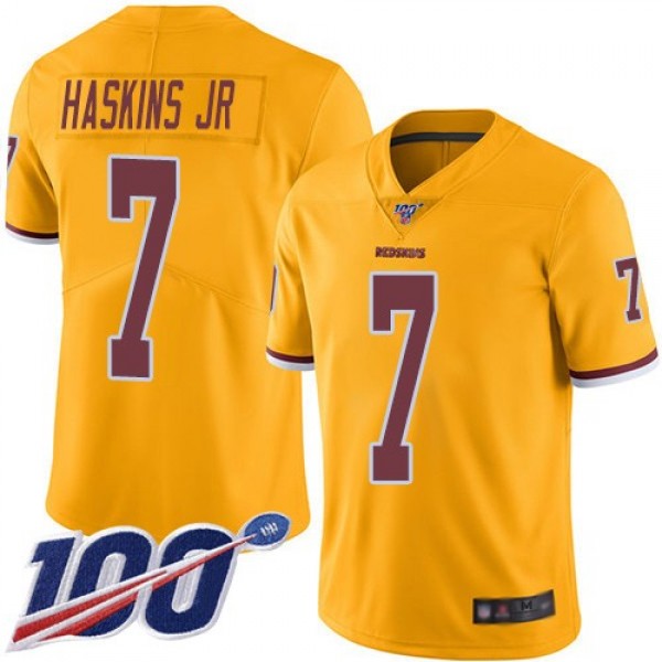Nike Redskins #7 Dwayne Haskins Jr Gold Men's Stitched NFL Limited Rush 100th Season Jersey
