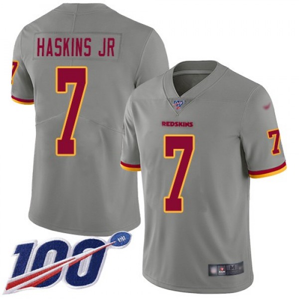 Nike Redskins #7 Dwayne Haskins Jr Gray Men's Stitched NFL Limited Inverted Legend 100th Season Jersey