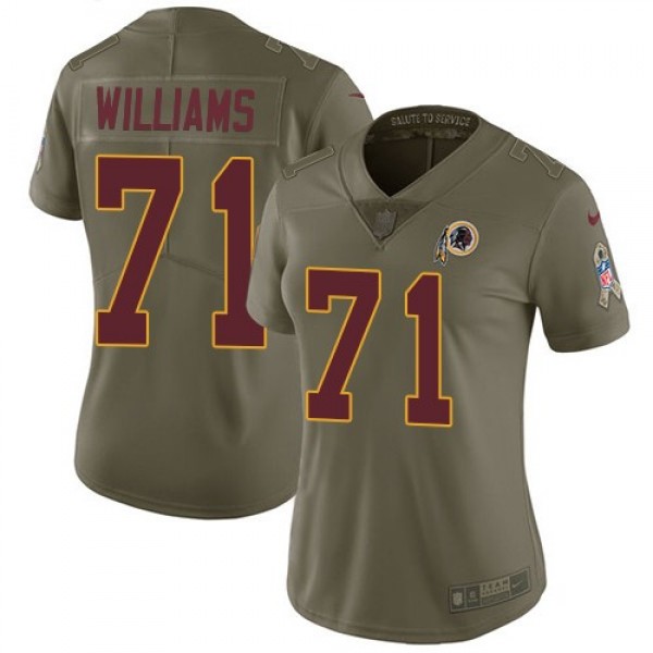 Women's Redskins #71 Trent Williams Olive Stitched NFL Limited 2017 Salute to Service Jersey