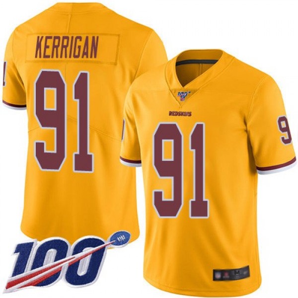 Nike Redskins #91 Ryan Kerrigan Gold Men's Stitched NFL Limited Rush 100th Season Jersey