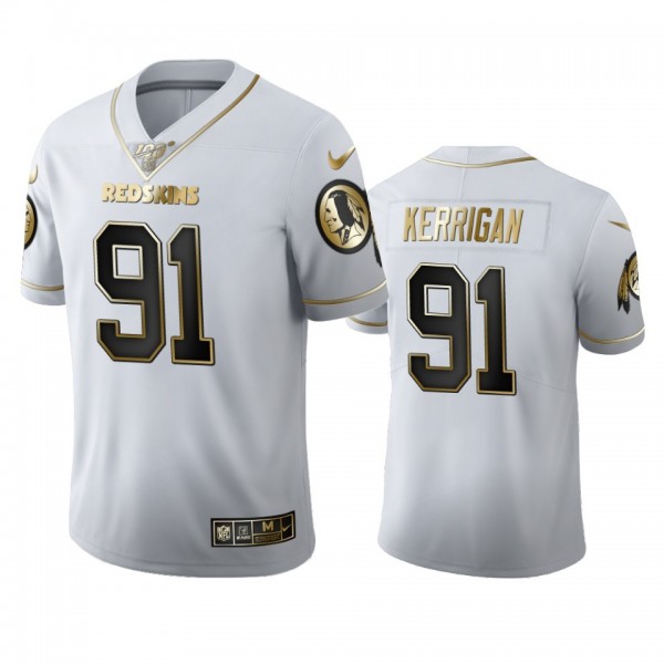 Washington Redskins #91 Ryan Kerrigan Men's Nike White Golden Edition Vapor Limited NFL 100 Jersey